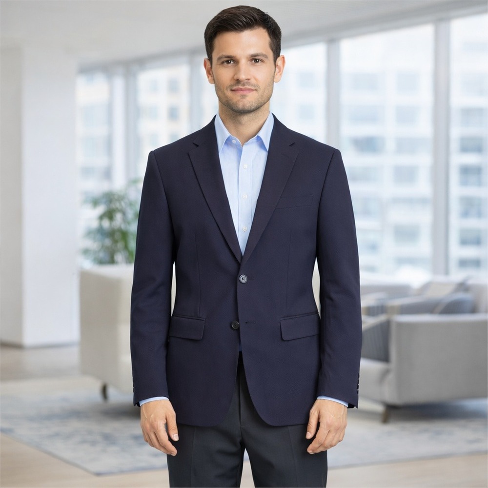 Steel‎ & Jelly Mens Blazer Navy Blue British Design 2 Button Sport Coat NEW